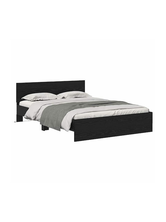 Bed Queen Wooden Black Beech with Slats for Mattress 160x200cm