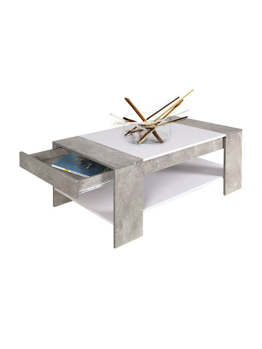 Rectangular Central Coffee Table Wooden with Drawers Gray M100xW58xH44cm
