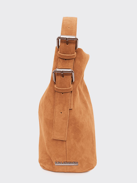 Large Planet Leather Women's Handbag Tabac Brown