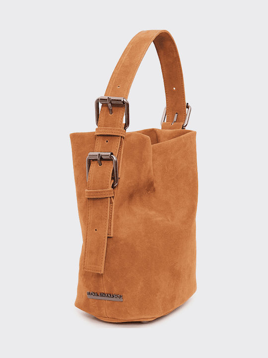 Large Planet Leather Women's Handbag Tabac Brown