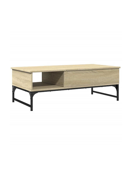 Rectangular Central Wooden Coffee Table with Lifting Mechanism Oak M100xW50xH35cm