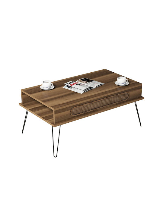 Rectangular Central Coffee Table Wooden Walnut M105xW56xH45.8cm