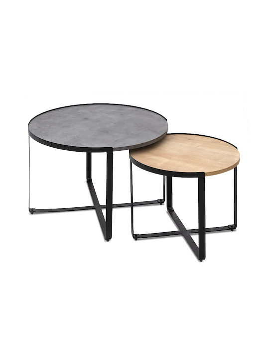 Rundes Zigon-Set Davis Holz Anthrazit / Sonoma 2 Stück M70xB69xH46cm
