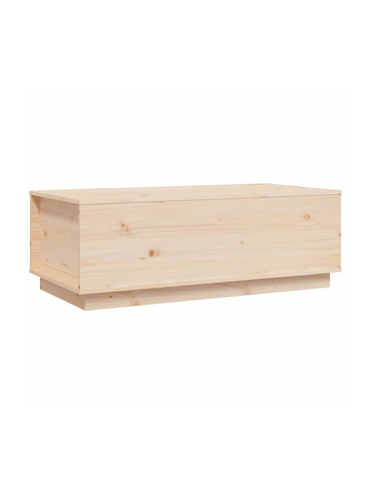 Rectangular Central Coffee Table Made of Solid Wood with Lifting Mechanism Beige 100x50x35 cm