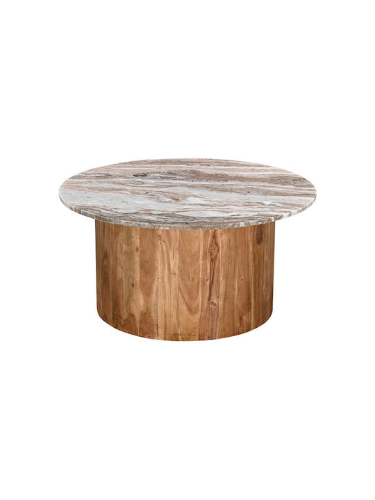 Rundes Beistelltisch Sergy aus Massivholz Natürliche Farbe M70xB70xH35cm