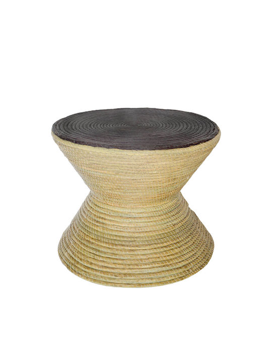 Round Side Table from Bamboo Beige M45xL45xH60cm