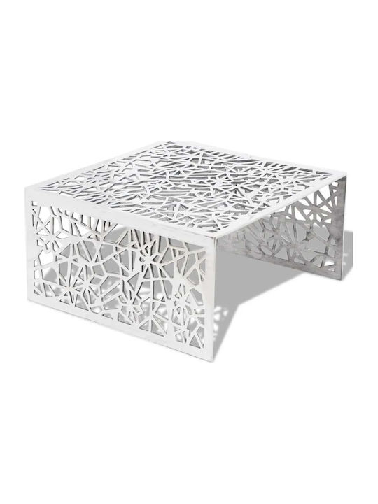 Quadratischer Zentraler Kaffeetisch aus Aluminium Silber M69xL69xH35cm