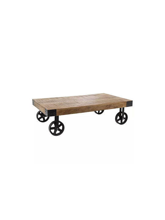Rechteckiges Zentral Kaffeetisch Holz mit Rädern Beigefarbe M117xL70xH34cm