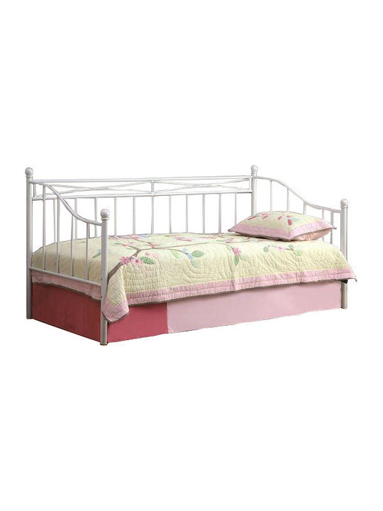 Marin Daybed Pat Single Metalic Alb pentru Saltea 90x190cm