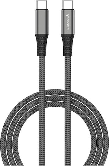 4Smarts Braided USB 2.0 Cable USB-C Male - USB-C 100W PD Black 1.5m