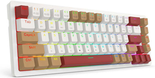 Redragon RAMMUS K677 PRO Wireless Gaming Mechanical Keyboard 60% with Custom Brown Switches and RGB Lighting English US White