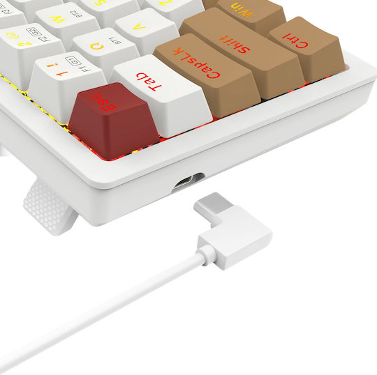 Redragon RAMMUS K677 PRO Wireless Gaming Mechanical Keyboard 60% with Custom Brown Switches and RGB Lighting English US White
