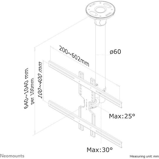 Neomounts Fpma FPMA-C400SILVER TV Mount Ceiling with Arm up to 35kg Silver