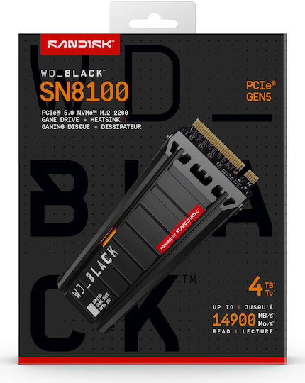 Western Digital SN8100 SSD 4TB τύπου M.2 με σύνδεση PCI Express 5.0 (PS5 Compatible) WDS400T1XHM-00CMT0
