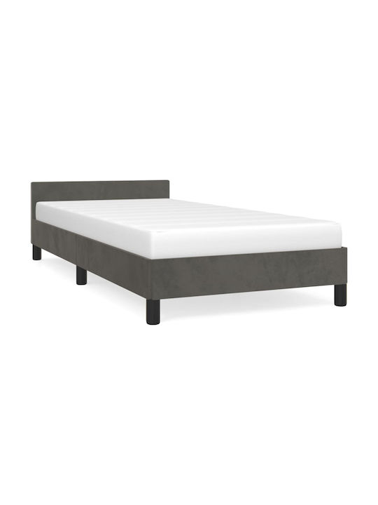 Ein Einzelbett Mit Stoff Dunkelgrau Für Matratze 100x200cm