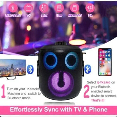 Andowl Ηχείο Karaoke με Ασύρματα Μικρόφωνα και Εφέ Φωτισμού Qyx2560 Q-YX2560 Κόκκινο
