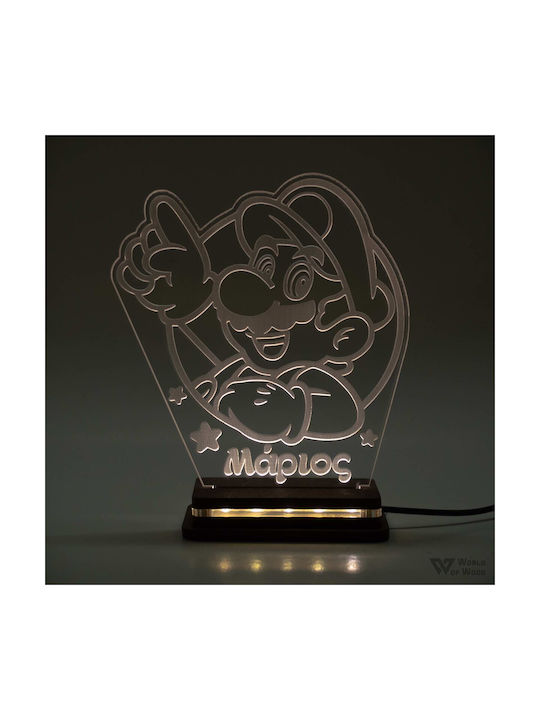 World of Wood Led Kids Decorative Lamp Super Mario White 18x16cm