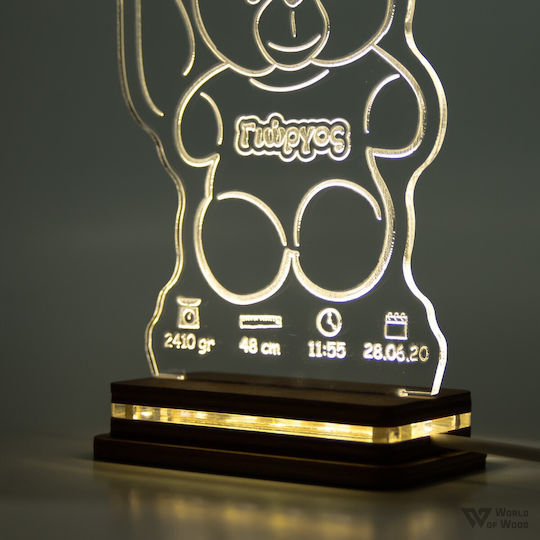 World of Wood LED Kinder Tischlampe Weiß 22x17cm