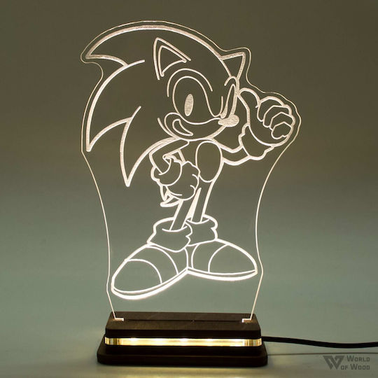 World of Wood Led Kids Decorative Lamp Sonic The Hedgehog White 21x15cm