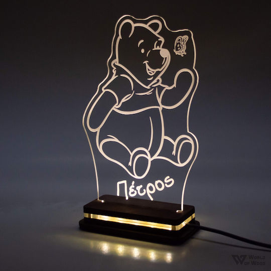 World of Wood Led Kids Decorative Lamp Winnie The Pooh Multicolor 20x12cm