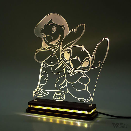 World of Wood Led Kids Decorative Lamp Lilo & Stitch White 21x18cm