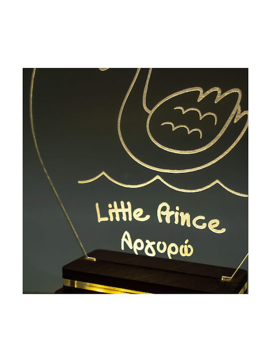 World of Wood Led Kids Decorative Lamp Swan With Crown Round White 19x17cm