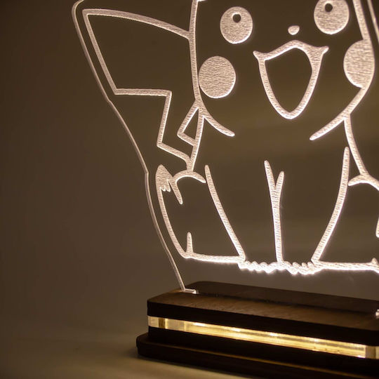 World of Wood LED Детска Декоративна Лампа Pokemon - Pikachu Бял 20x16cm