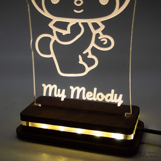 World of Wood LED Детска Декоративна Лампа My Melody Бяла 20x11cm