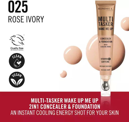 Multitasker Wake Me Up Concealer Foundation #Rose Honey 20 ml Rimmel London