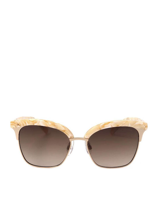 Ana Hickmann Woman Sunglasses with Beige Tartaruga Horn-Rimmed Frame and Beige Gradient Lens