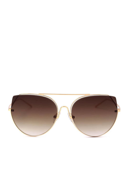 Ana Hickmann Women's Sunglasses with Gold Metal Frame and Brown Gradient Lens HI3068 04A