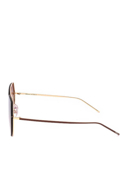 Ana Hickmann Women's Sunglasses with Gold Metal Frame and Brown Gradient Lens HI3068 04A