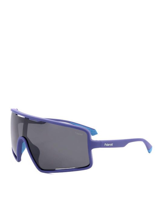 Polaroid Unisex Sonnenbrille mit Schwarz Kunststoff Gestell und Blau Polarisiert Spiegel Linse PLD7045/S IPQ