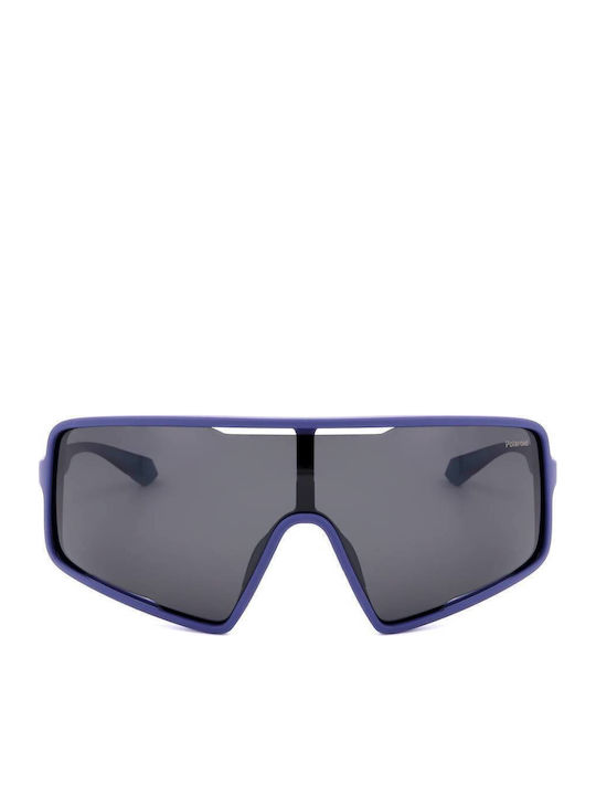 Polaroid Unisex Sonnenbrille mit Schwarz Kunststoff Gestell und Blau Polarisiert Spiegel Linse PLD7045/S IPQ