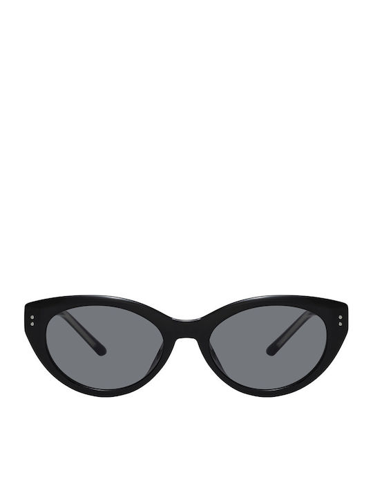 Premium Women’s Sunglasses with Black Metallic Frame and Black Lens 28062