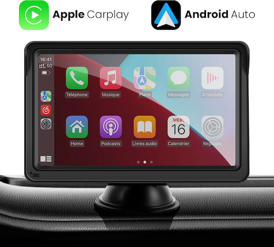Avizar 7" Bluetooth Carplay Android Auto Screen Windshield Rear View Camera Black
