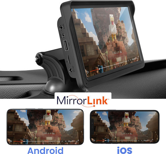 Avizar 7" Bluetooth Carplay Android Auto Screen Windshield Rear View Camera Black