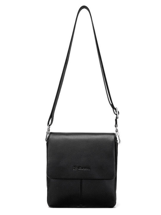 Geantă De Umăr / Tip Crossbody Pentru Bărbați Din Piele Neagră
