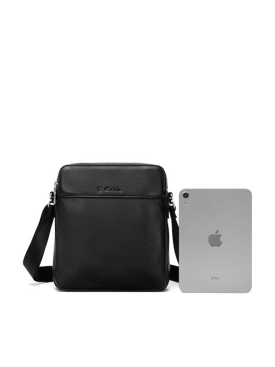 Geantă De Umăr / Tip Crossbody Pentru Bărbați Din Piele Neagră