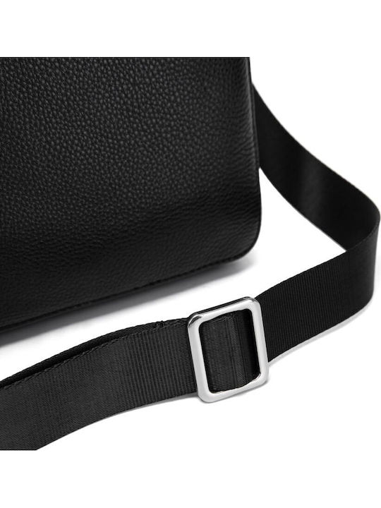 Geantă De Umăr / Tip Crossbody Pentru Bărbați Din Piele Neagră