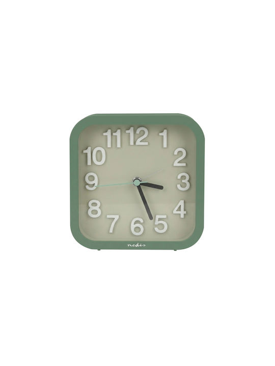 Nedis Analog Table Alarm Clock Silent Chime Snooze Function Green