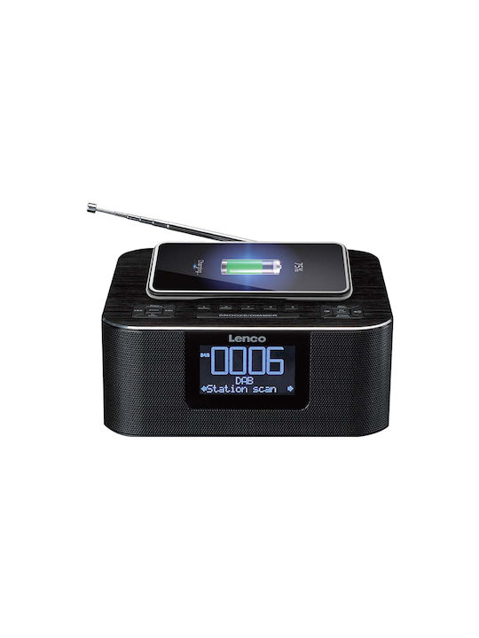 Lenco Dab+ Fm Стерео Часовник Радио Bluetooth Безжично Зареждане Черен
