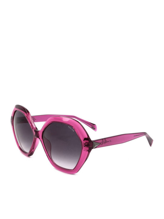 Police Women's Sunglasses with Pink Plastic Frame and Gray Gradient Lens SPLD29 01BV
