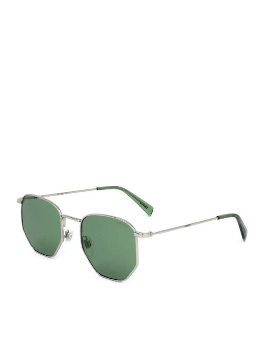 Levi's Unisex Sunglasses with Silver Metal Frame and Green Lens
