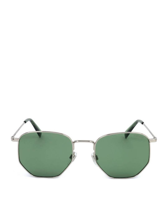Levi's Unisex Sunglasses with Silver Metal Frame and Green Lens