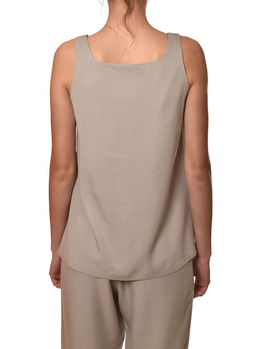 Damen Top Ärmellos Silber Grau