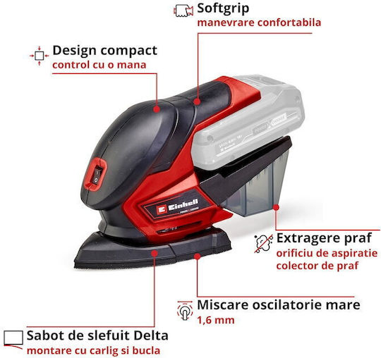 Einhell TE-OS 18 Li Tribeio Delta Palmă 18V Solo Cu Sistem De Aspirare A Prafului