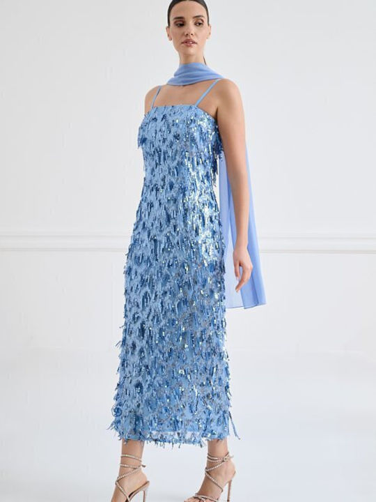 Sommer Midi Abendkleid Hellblau