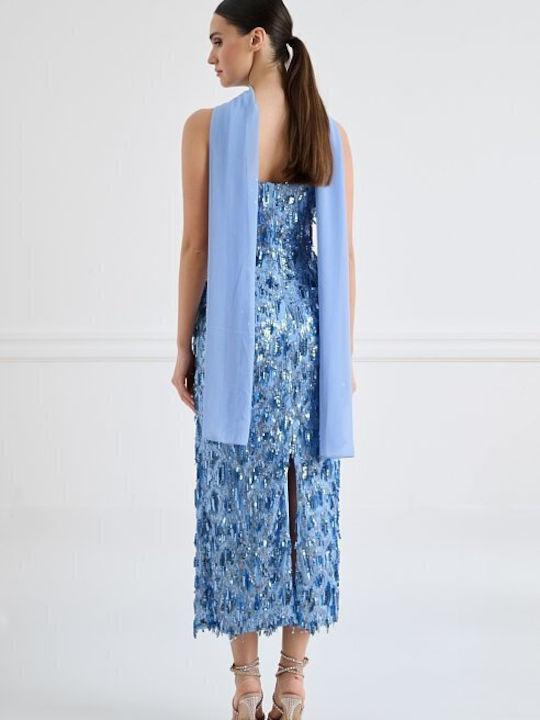 Sommer Midi Abendkleid Hellblau