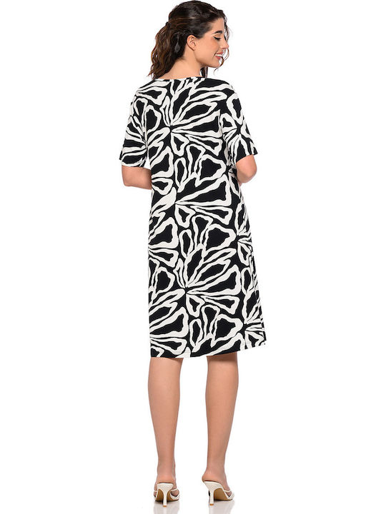 Summer Midi Dress Black and White